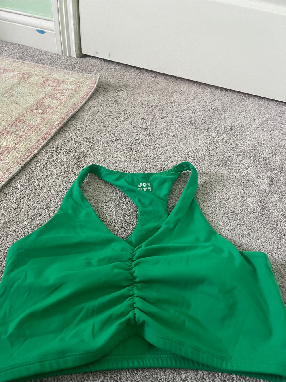 JoyLab Emerald Ruched Racerback Crop Tank